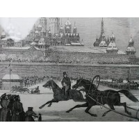 Wyścig sań w Moskwie. Grafika. Anglia, poł. XIX w.